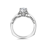 Tapered Diamond Solitaire Engagement Ring w/ Spiral Diamond Undergallery