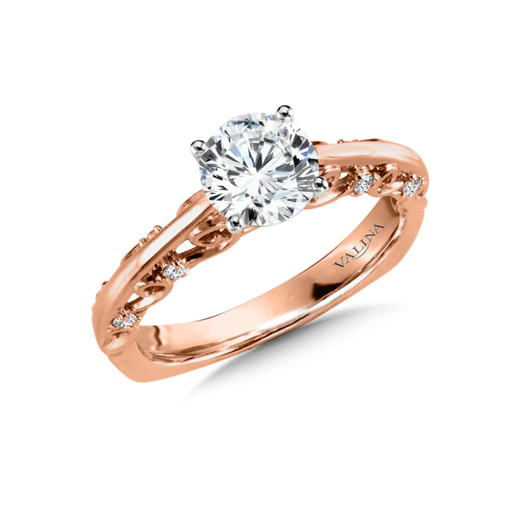 Tapered Diamond Solitaire Engagement Ring w/ Spiral Diamond Undergallery