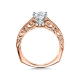 Tapered Diamond Solitaire Engagement Ring w/ Spiral Diamond Undergallery