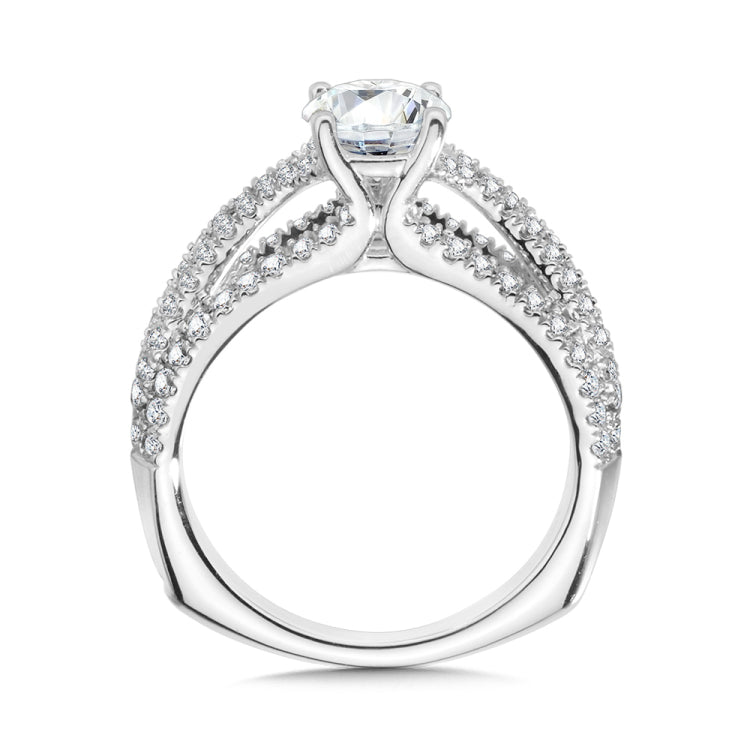 Four-Row Split Shank Diamond Engagement Ring