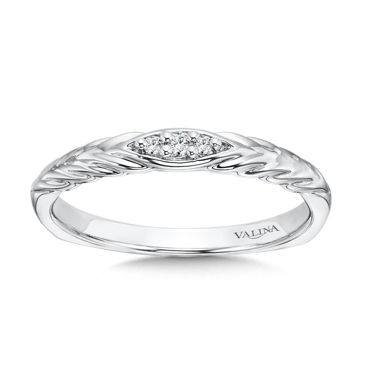 Vintage Chevron Diamond Wedding Band