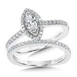 Marquise Diamond Straight Halo Engagement Ring