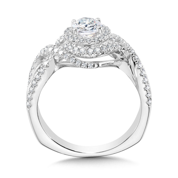 Crisscross Diamond Triple-Halo Engagement Ring