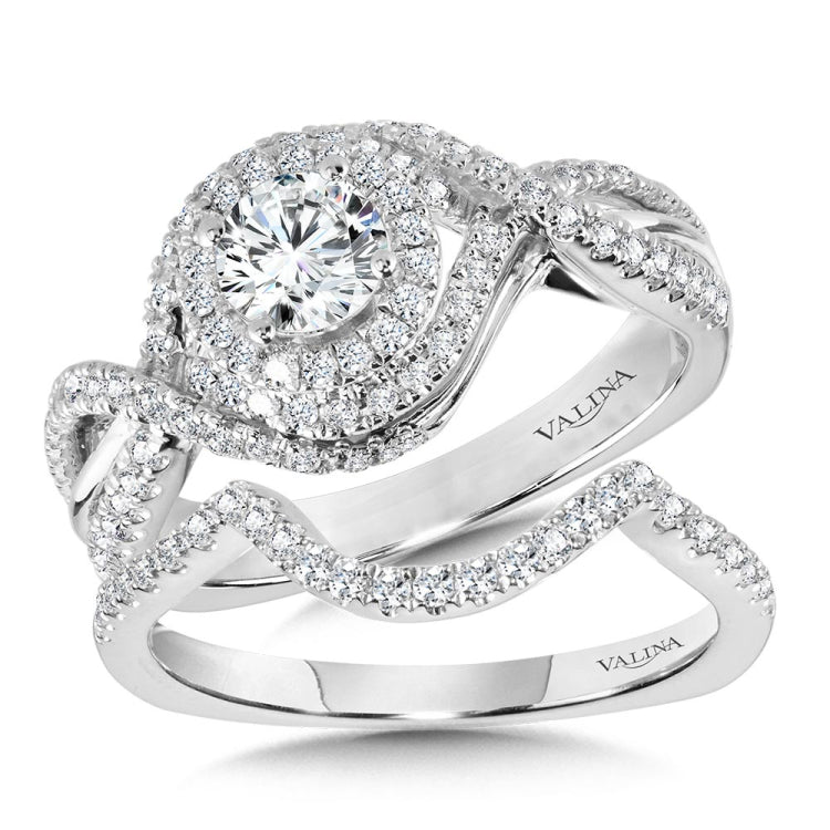 Crisscross Diamond Triple-Halo Engagement Ring