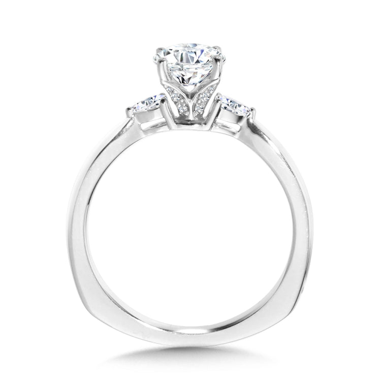 Tapered 3-Stone Round and Pear Diamond Engagement Ring