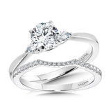 Tapered 3-Stone Round and Pear Diamond Engagement Ring