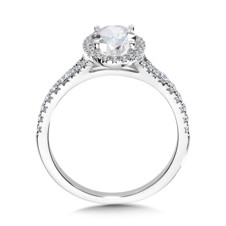 Oval-Shaped Halo Split Shank Engagement Ring