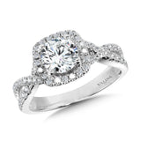 Crisscross Cushion-Shaped Halo Engagement Ring