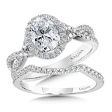 Crisscross Oval Halo Engagement Ring