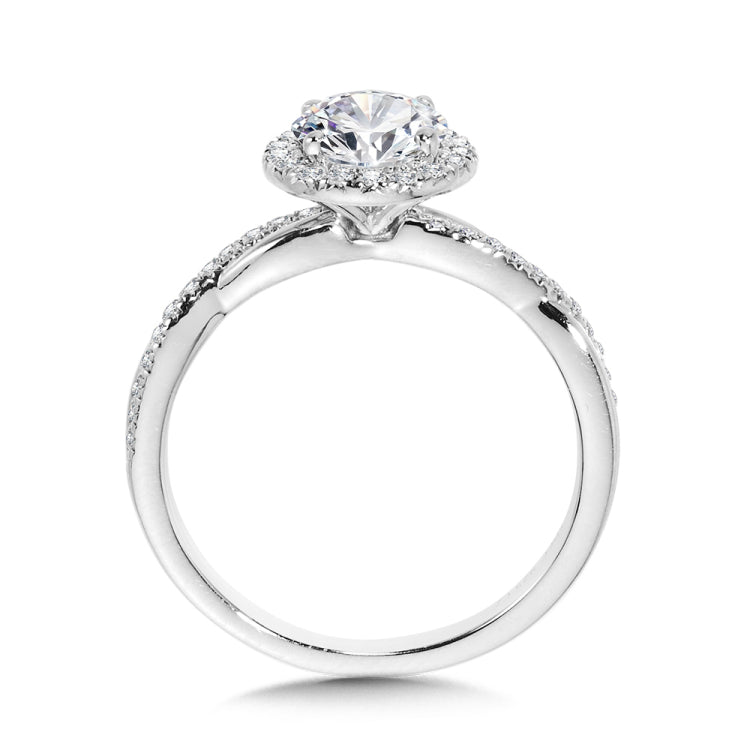 Crisscross Round Halo Engagement Ring