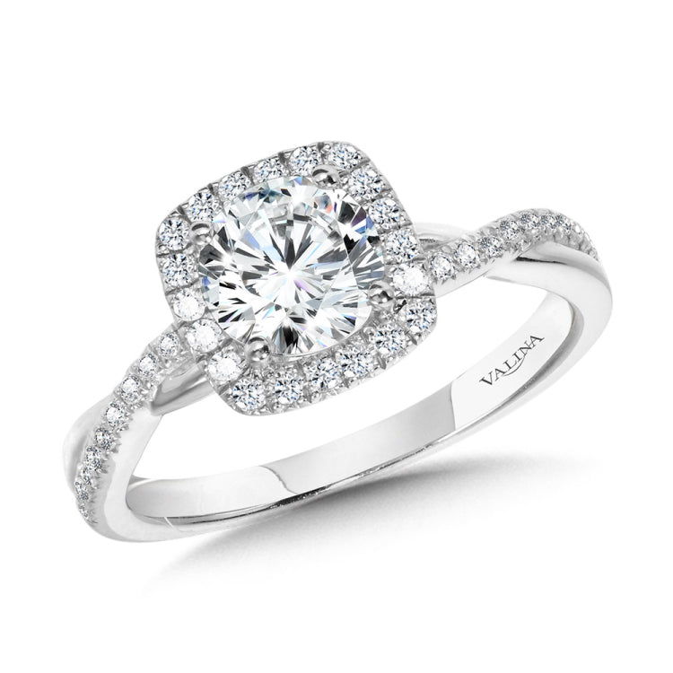 Crisscross Cushion-Shaped Halo Engagement Ring