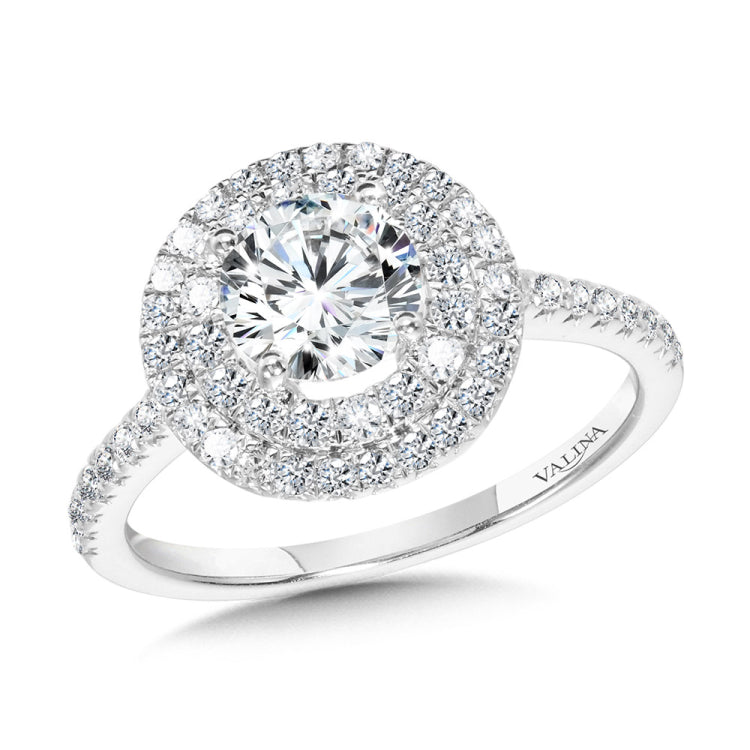Straight Double-Halo Engagement Ring