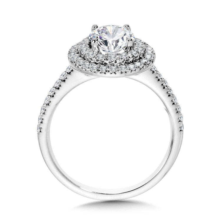 Straight Double-Halo Engagement Ring