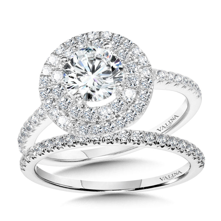 Straight Double-Halo Engagement Ring