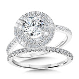 Straight Double-Halo Engagement Ring