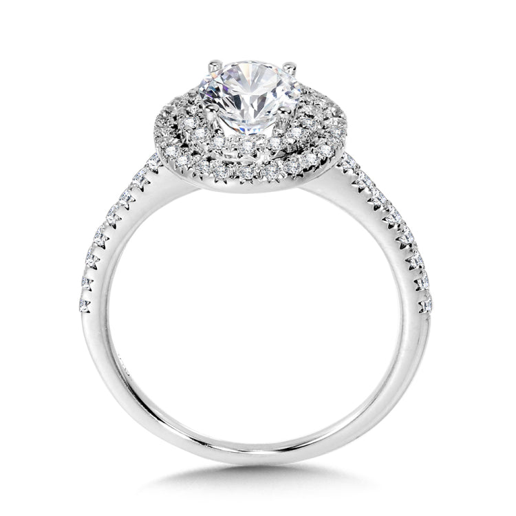Straight Oval Double-Halo Engagement Ring