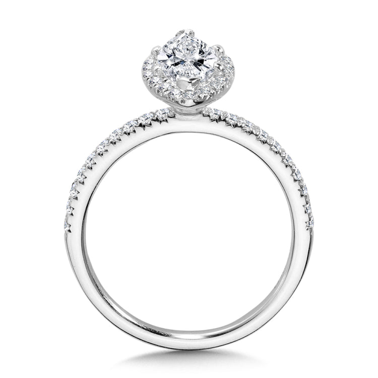 Classic Straight Marquise Halo Engagement Ring