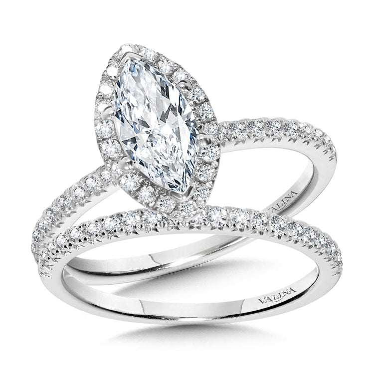 Classic Straight Marquise Halo Engagement Ring