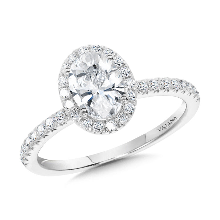 Classic Straight Oval Halo Engagement Ring