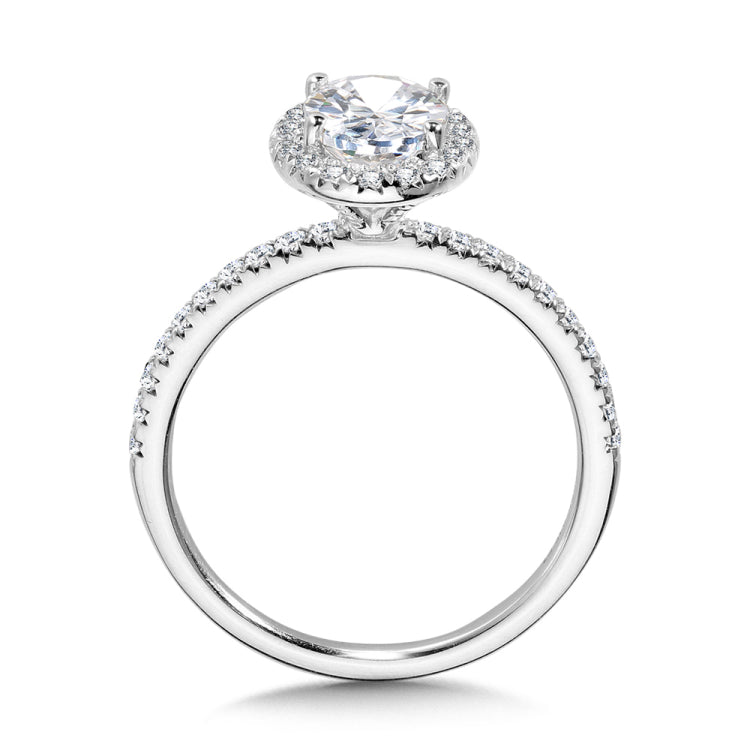 Classic Straight Oval Halo Engagement Ring