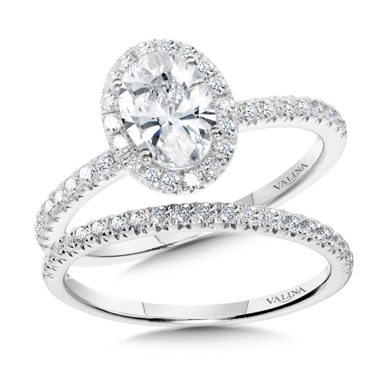 Classic Straight Oval Halo Engagement Ring