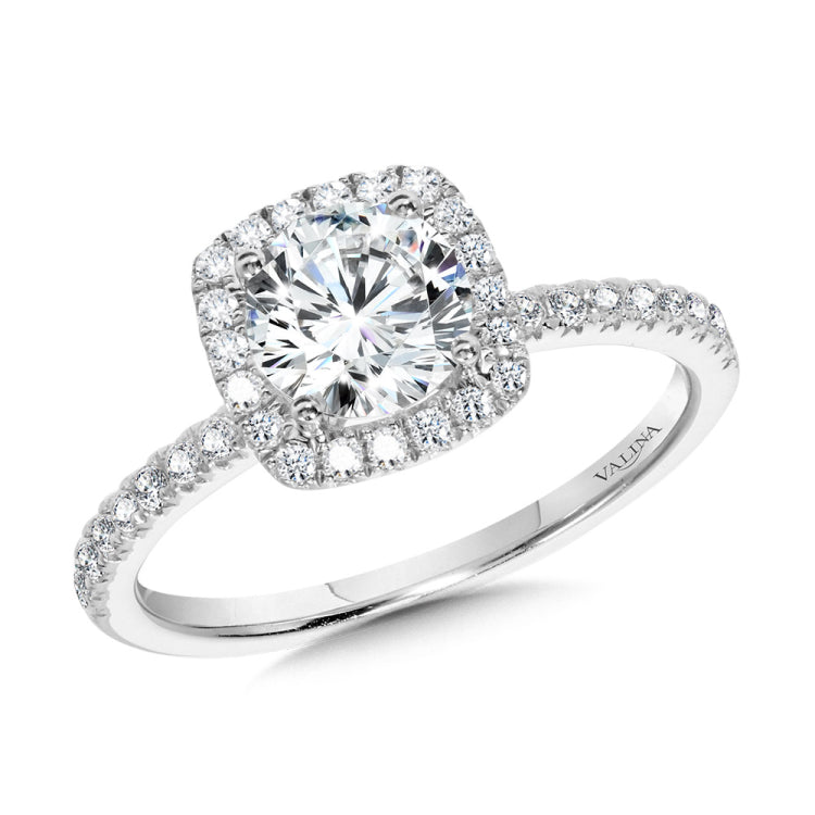 Classic Straight Cushion-Shaped Halo Engagement Ring