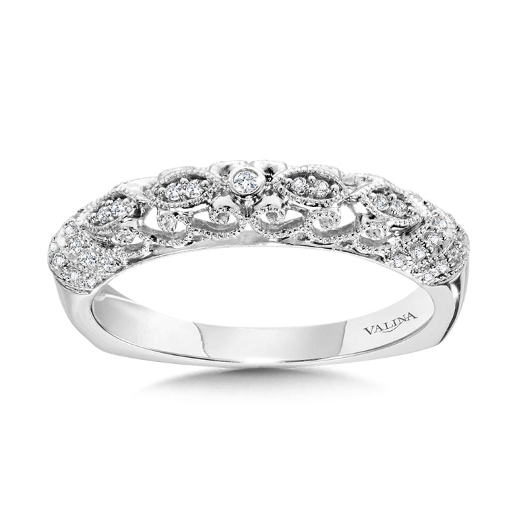 Vintage Milgrain & Filigree Accented Diamond Wedding Band