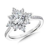 Prong-Tipped Sub Burst Diamond Halo Engagement Ring