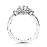 Marquise-Accented Sun Burst Tapered Diamond Halo Engagement Ring