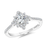 Bezel-Set Sun Burst Diamond Halo Engagement Ring