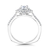 Bezel-Set Sun Burst Diamond Halo Engagement Ring