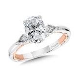 Two-Tone & Milgrain-Beaded 3-Stone Illusion Diamond Collar Engagement Ring