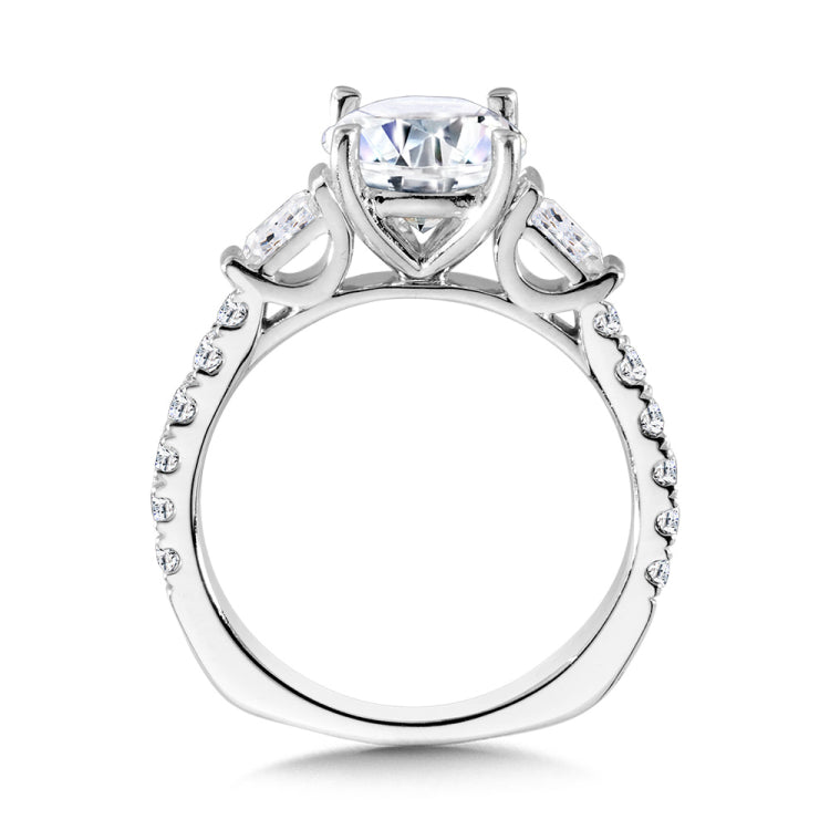 Baguette Accented & Hidden Halo Diamond Engagement Ring