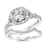 Floral-Inspired Cushion-Shaped Halo & Crisscross Diamond Engagement Ring