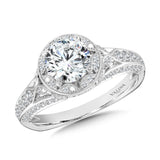 Tapered Architectural Diamond Halo Engagement Ring