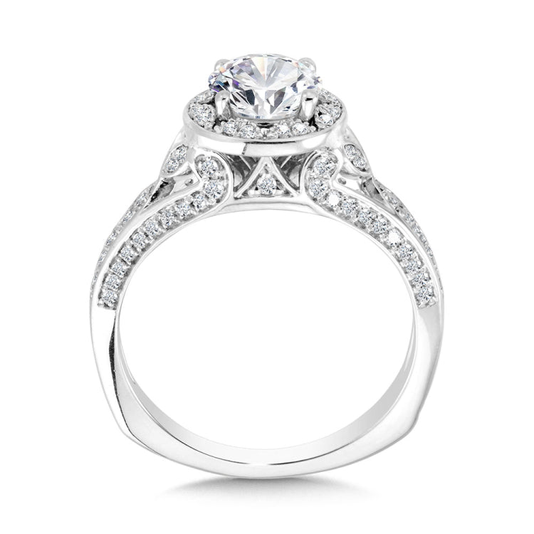 Tapered Architectural Diamond Halo Engagement Ring
