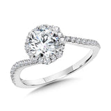 Bypass Blooming Halo Diamond Engagement Ring