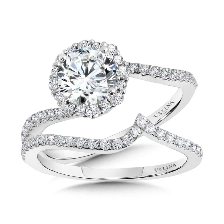 Bypass Blooming Halo Diamond Engagement Ring