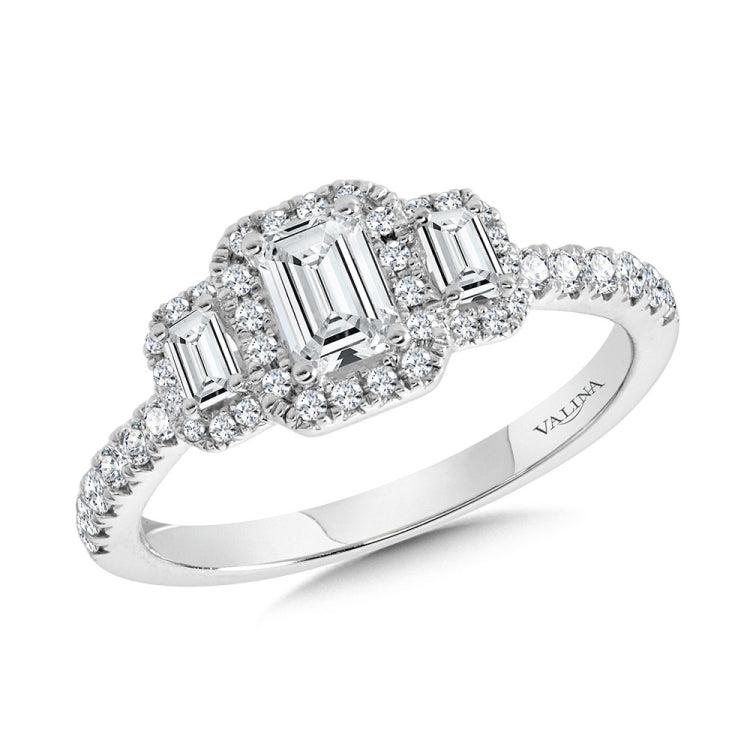 Emerald-Cut 3-Stone Diamond Engagement Ring