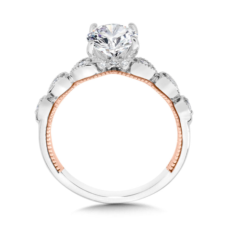 Stackable Two-Tone & Milgrain-Beaded Hidden Accents Diamond Engagement Ring