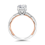 Crisscross Two-Tone & Milgrain-Beaded Hidden Halo Diamond Engagement Ring