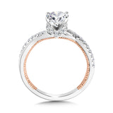 Oval-Cut Crisscross Two-Tone & Milgrain-Beaded Diamond Collar Engagement Ring