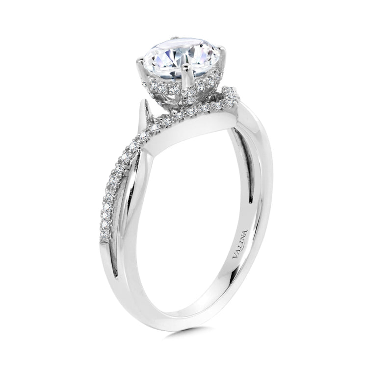 Hidden Halo & Crisscross Chevron Diamond Engagement Ring