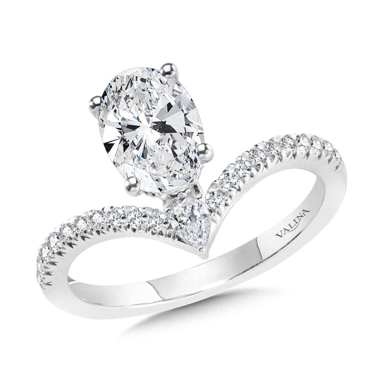 Oval-Cut Chevron-Shaped Hidden Halo Diamond Engagement Ring
