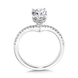 Oval-Cut Chevron-Shaped Hidden Halo Diamond Engagement Ring