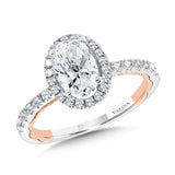 Oval-Cut Two-Tone & Milgrain-Beaded Hidden Accents Diamond Engagement Ring