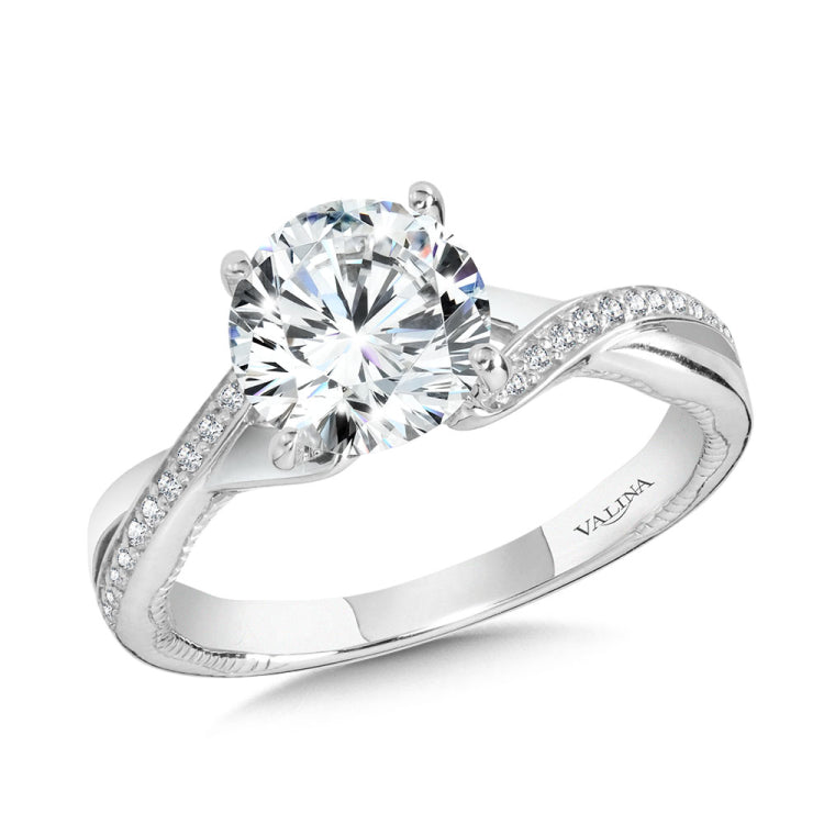 Crisscross & Milgrain-Beaded Hidden Accents Diamond Engagement Ring