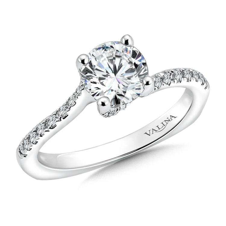 Spiral Style Engagement Ring With Side Stones