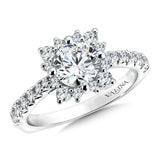 Floral Shape Halo Diamond Engagement Ring