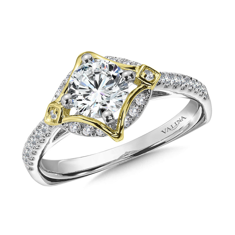 Diamond Engagement Ring In 14K White And Yellow Gold